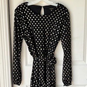 City Studio Black with Gold Dots Dress Long Sleeve Sheer